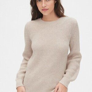 Womens GAP Crew neck sweater beige oatmeal Ribbed knit Size Large
